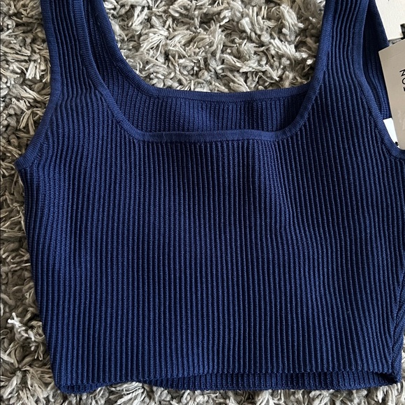 Babaton Arjun Women's Blue Ribbed Top - Picture 4 of 5